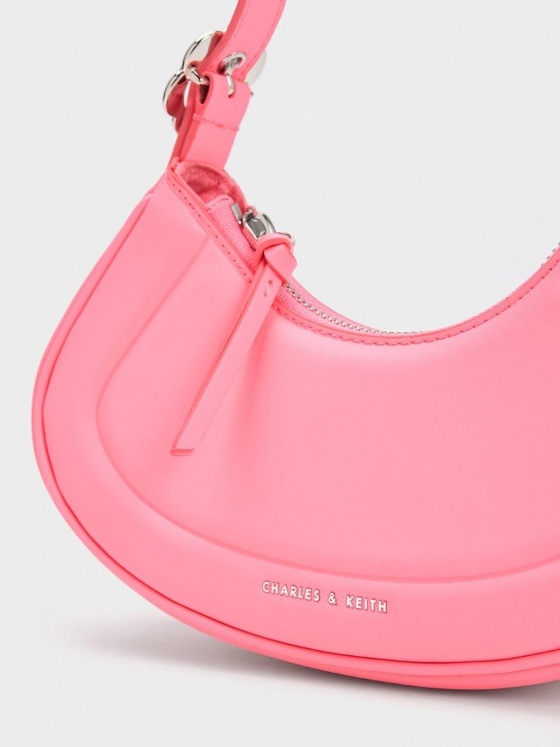 Charles & Keith Petra Curved Schultertaschen Rosa | 190WHYFDN