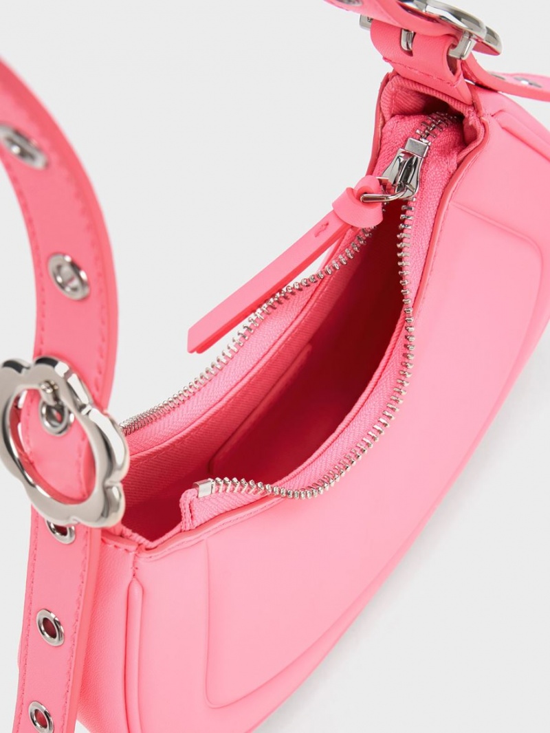 Charles & Keith Petra Curved Schultertaschen Rosa | 190WHYFDN