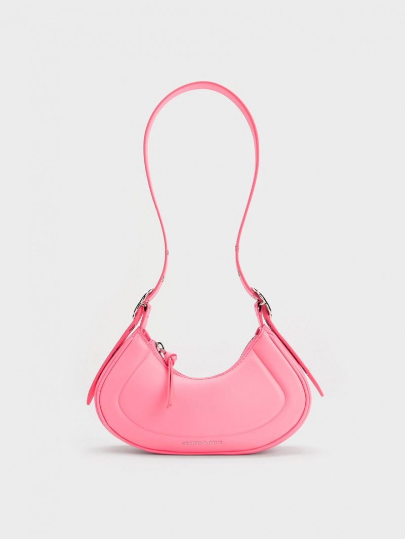 Charles & Keith Petra Curved Schultertaschen Rosa | 190WHYFDN