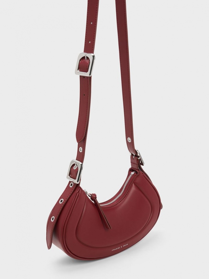 Charles & Keith Petra Curved Schultertaschen Rot | 169ELKDXQ