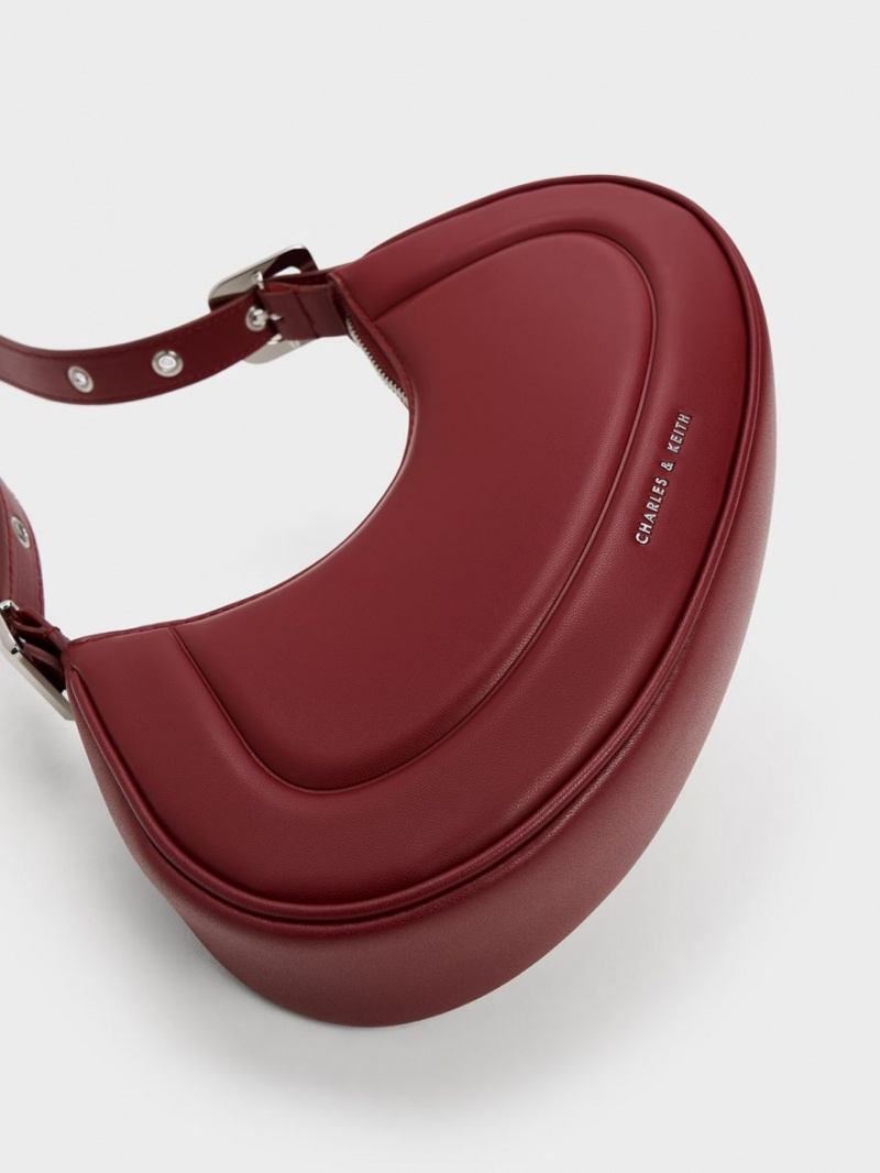 Charles & Keith Petra Curved Schultertaschen Rot | 169ELKDXQ