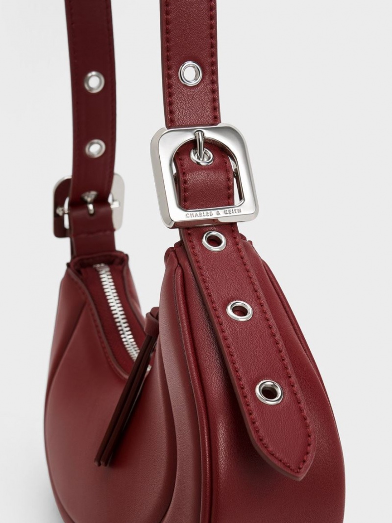 Charles & Keith Petra Curved Schultertaschen Rot | 169ELKDXQ