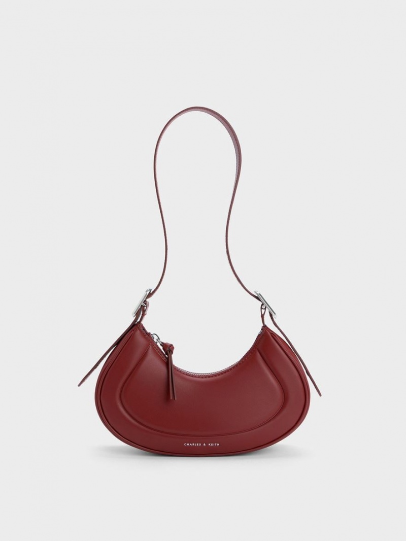 Charles & Keith Petra Curved Schultertaschen Rot | 169ELKDXQ