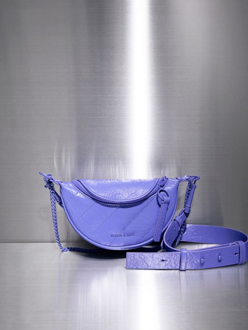 Charles & Keith Philomena Half-Moon Crossbody Taschen Lila | 159FIEHGK