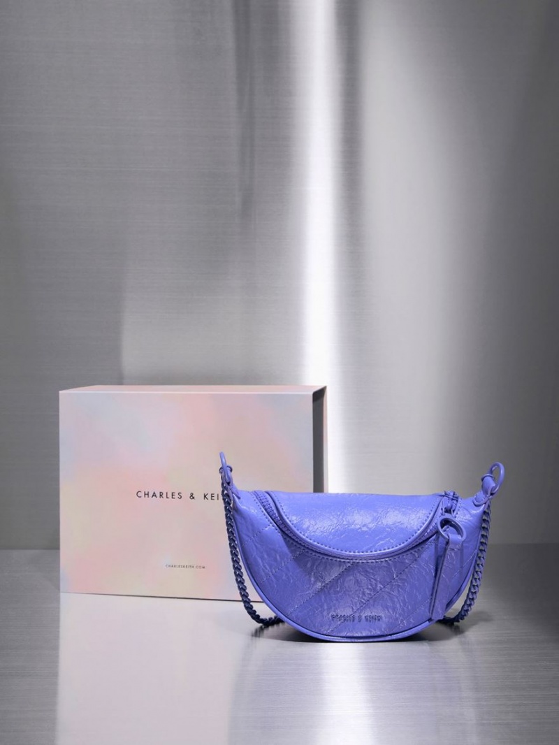 Charles & Keith Philomena Half-Moon Crossbody Taschen Lila | 159FIEHGK