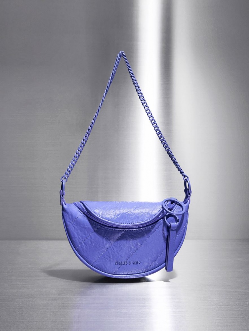 Charles & Keith Philomena Half-Moon Crossbody Taschen Lila | 159FIEHGK