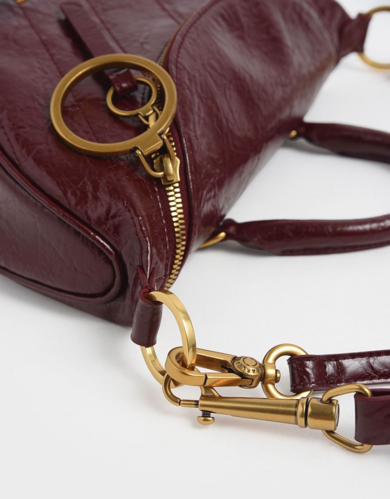 Charles & Keith Philomena Wrinkled Effect Semi-Circle Crossbody Taschen Bordeaux | 214FQYJXE