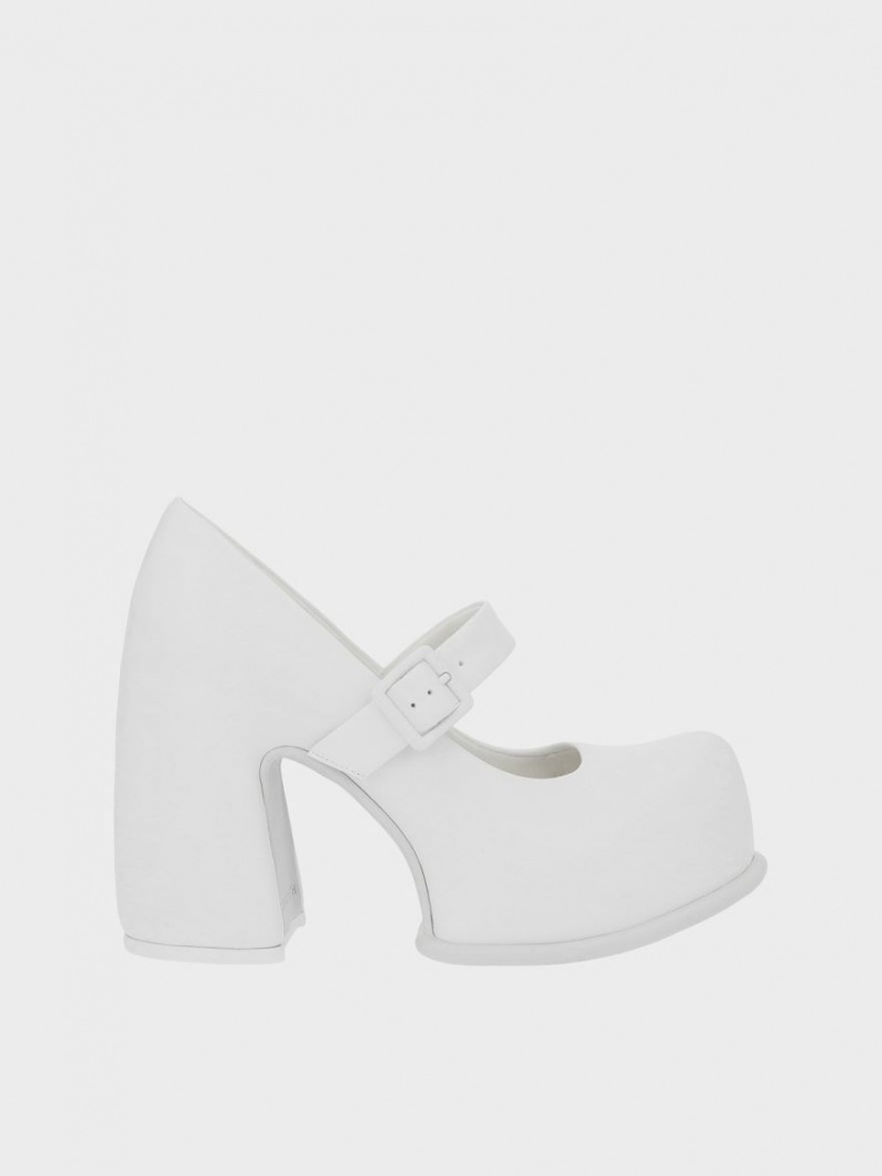 Charles & Keith Pixie Plattform Mary Jane Schuhe Weiß | 548WHQAMB