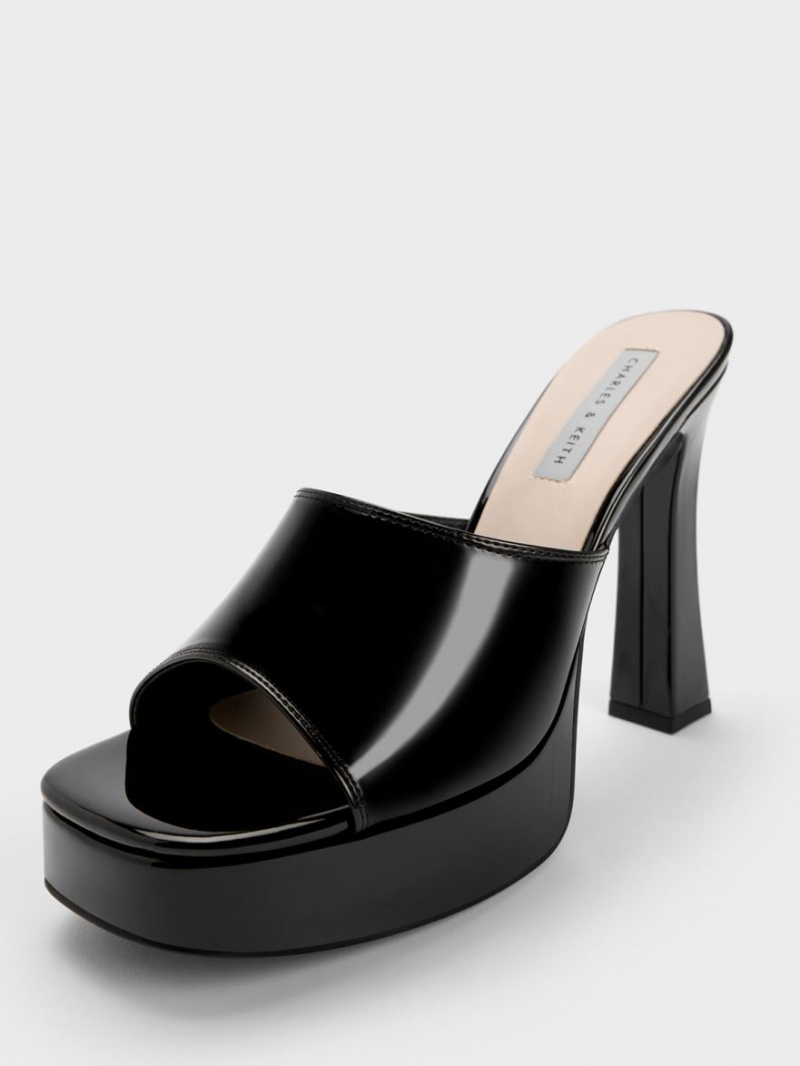 Charles & Keith Plattform Block Heel Mules Schwarz | 247ODGMSA