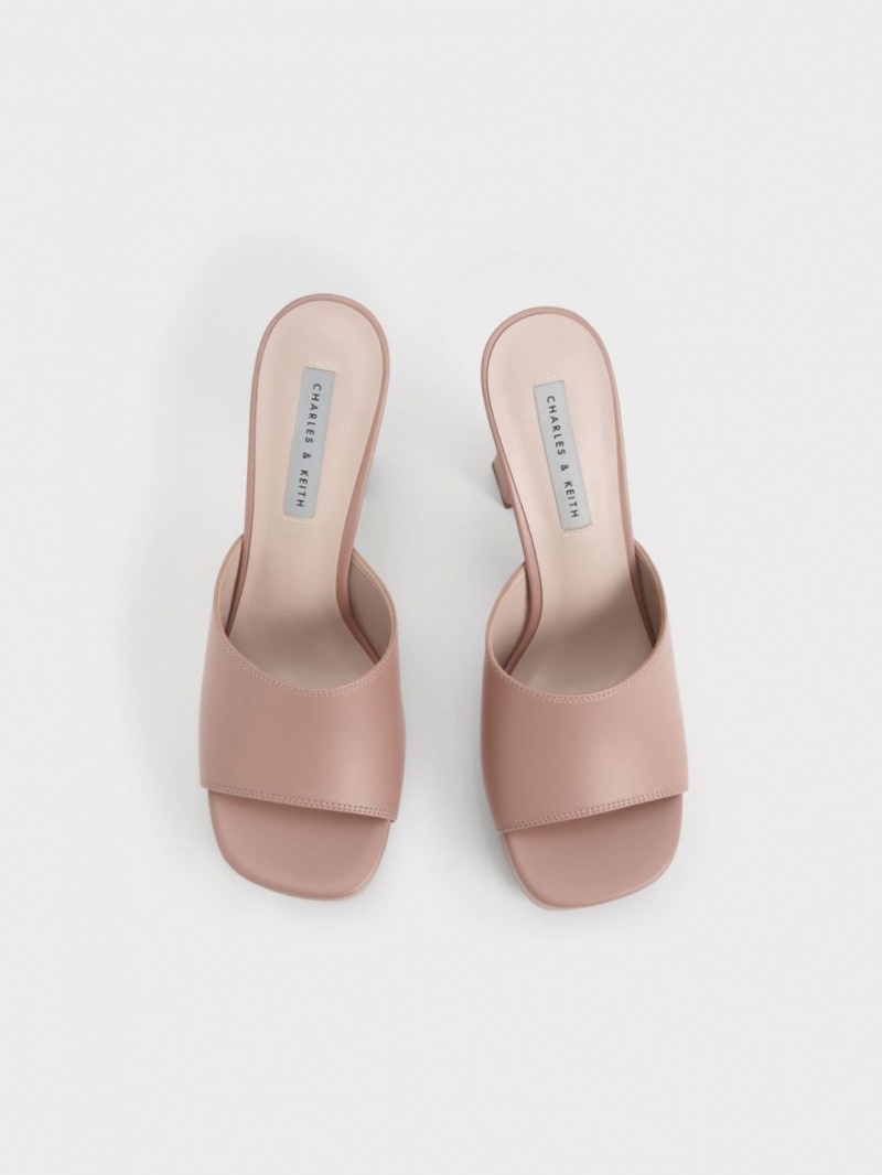 Charles & Keith Plattform Block Heel Mules Beige | 170EYTNVP