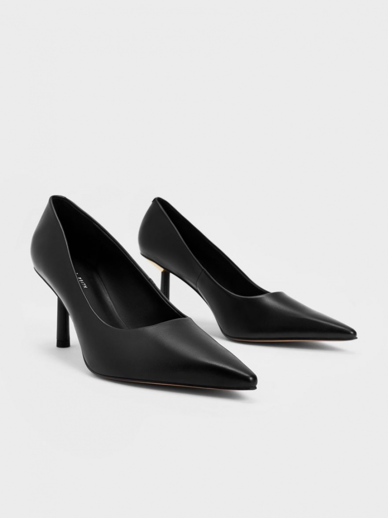 Charles & Keith Pointed-Kappe Cylindrical Heel Pumps Schwarz | 251QGPZEL