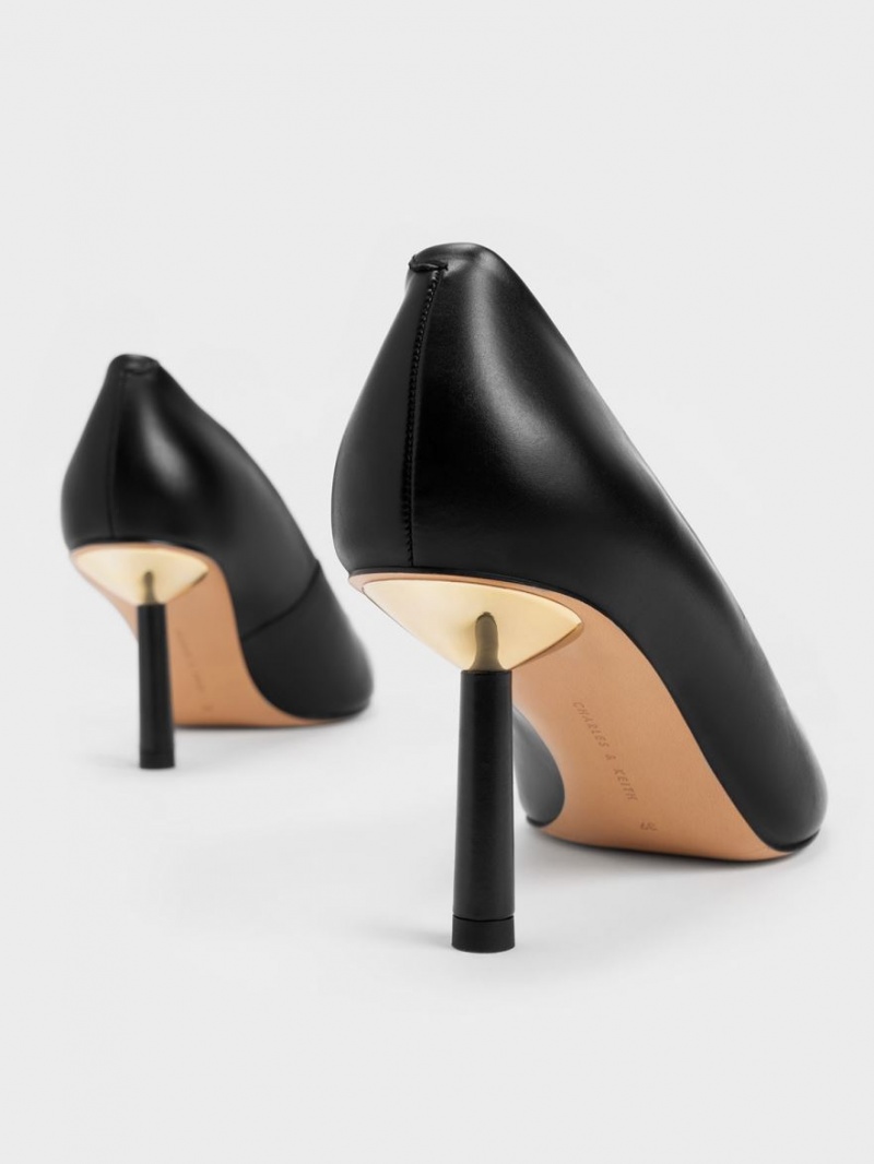 Charles & Keith Pointed-Kappe Cylindrical Heel Pumps Schwarz | 251QGPZEL