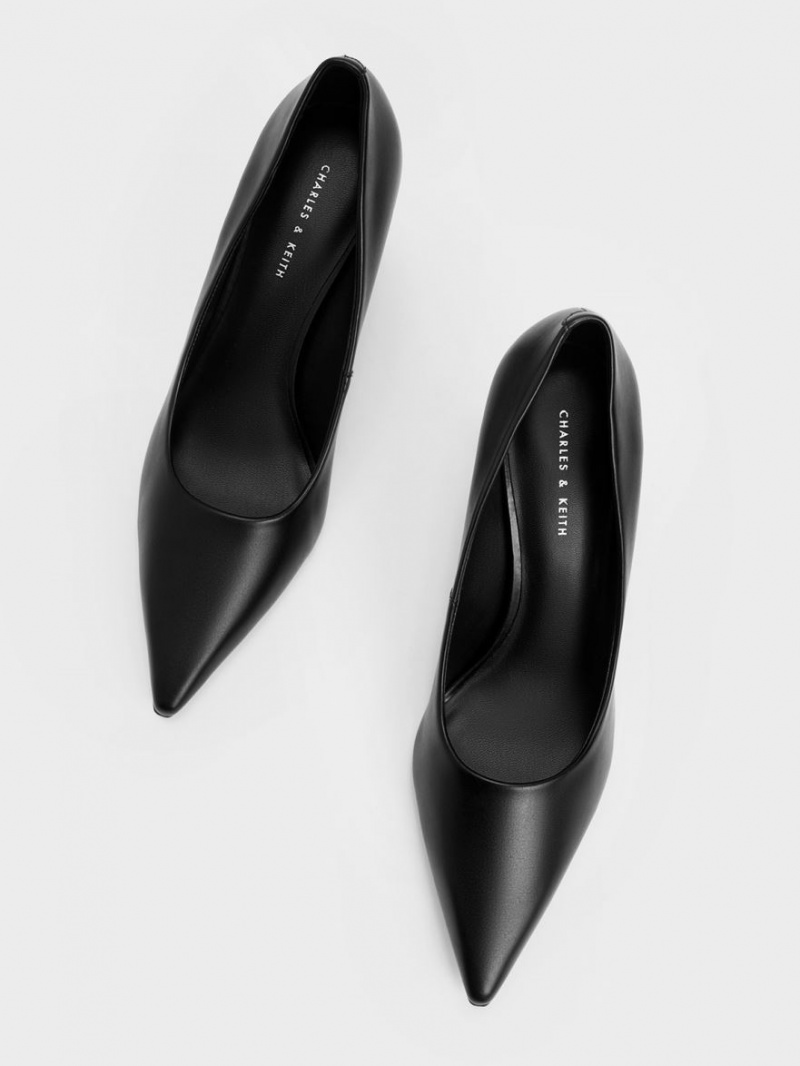 Charles & Keith Pointed-Kappe Cylindrical Heel Pumps Schwarz | 251QGPZEL