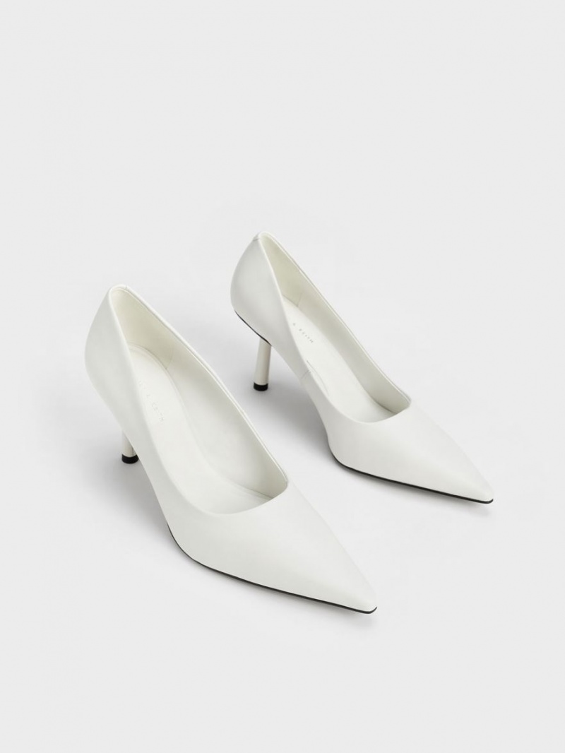 Charles & Keith Pointed-Kappe Cylindrical Heel Pumps Weiß | 319DHSNFI