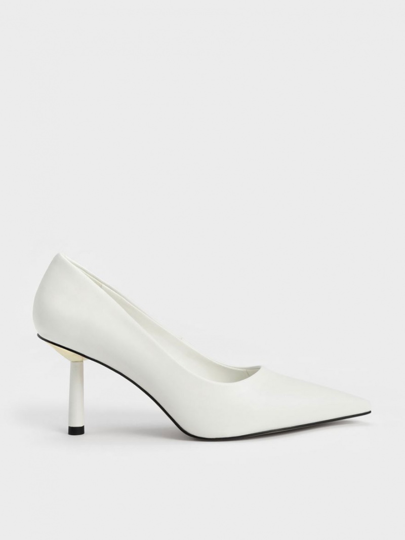 Charles & Keith Pointed-Kappe Cylindrical Heel Pumps Weiß | 319DHSNFI