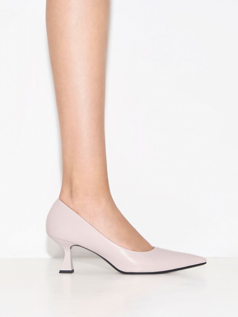 Charles & Keith Pointed-Kappe Flare Heel Pumps Rosa | 251TJEIRG