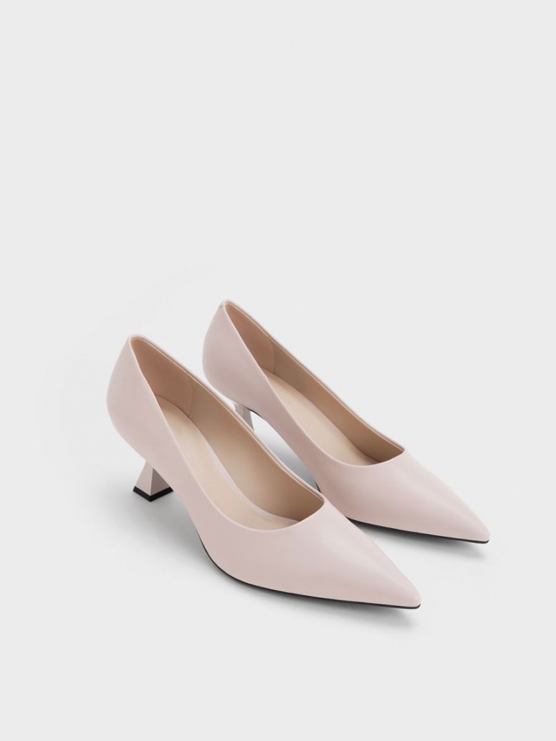 Charles & Keith Pointed-Kappe Flare Heel Pumps Rosa | 251TJEIRG