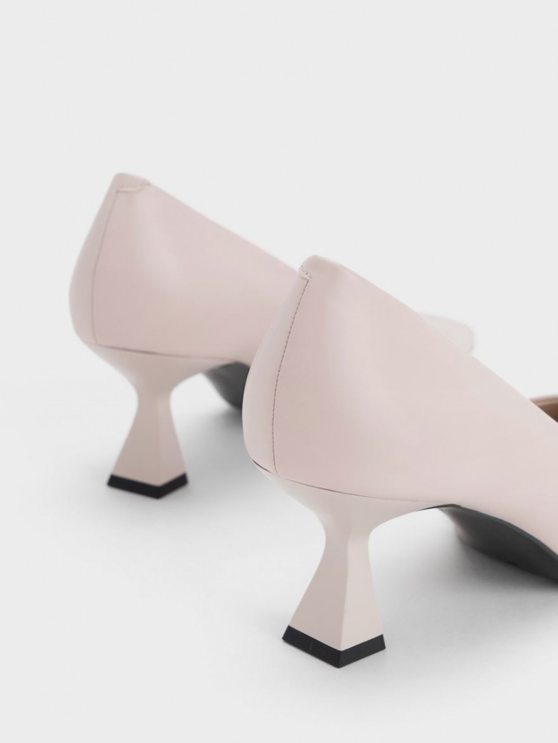 Charles & Keith Pointed-Kappe Flare Heel Pumps Rosa | 251TJEIRG