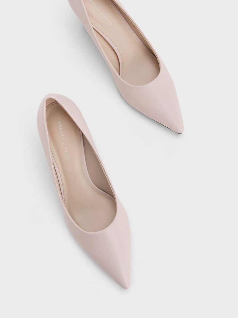 Charles & Keith Pointed-Kappe Flare Heel Pumps Rosa | 251TJEIRG