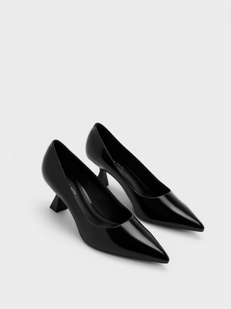 Charles & Keith Pointed-Kappe Flare Heel Pumps Schwarz | 459HGQUEI