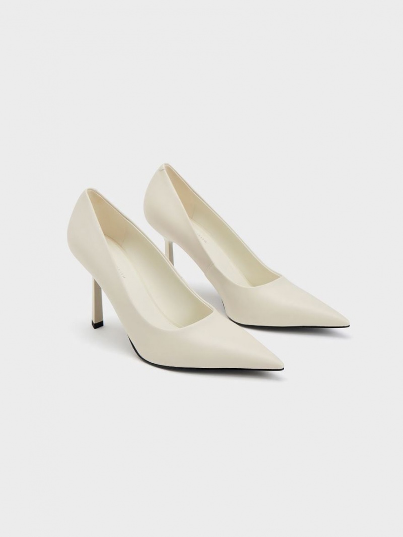 Charles & Keith Pointed-Kappe Pumps Weiß | 684HQRLMO