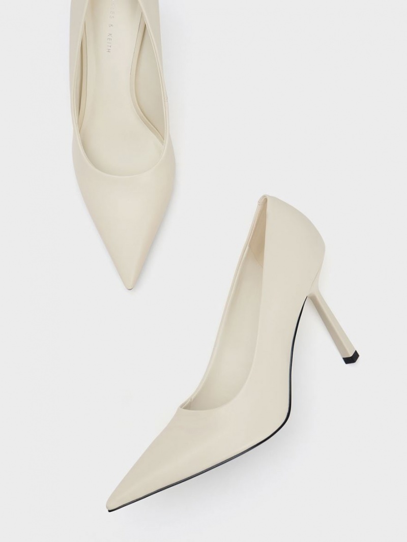 Charles & Keith Pointed-Kappe Pumps Weiß | 684HQRLMO