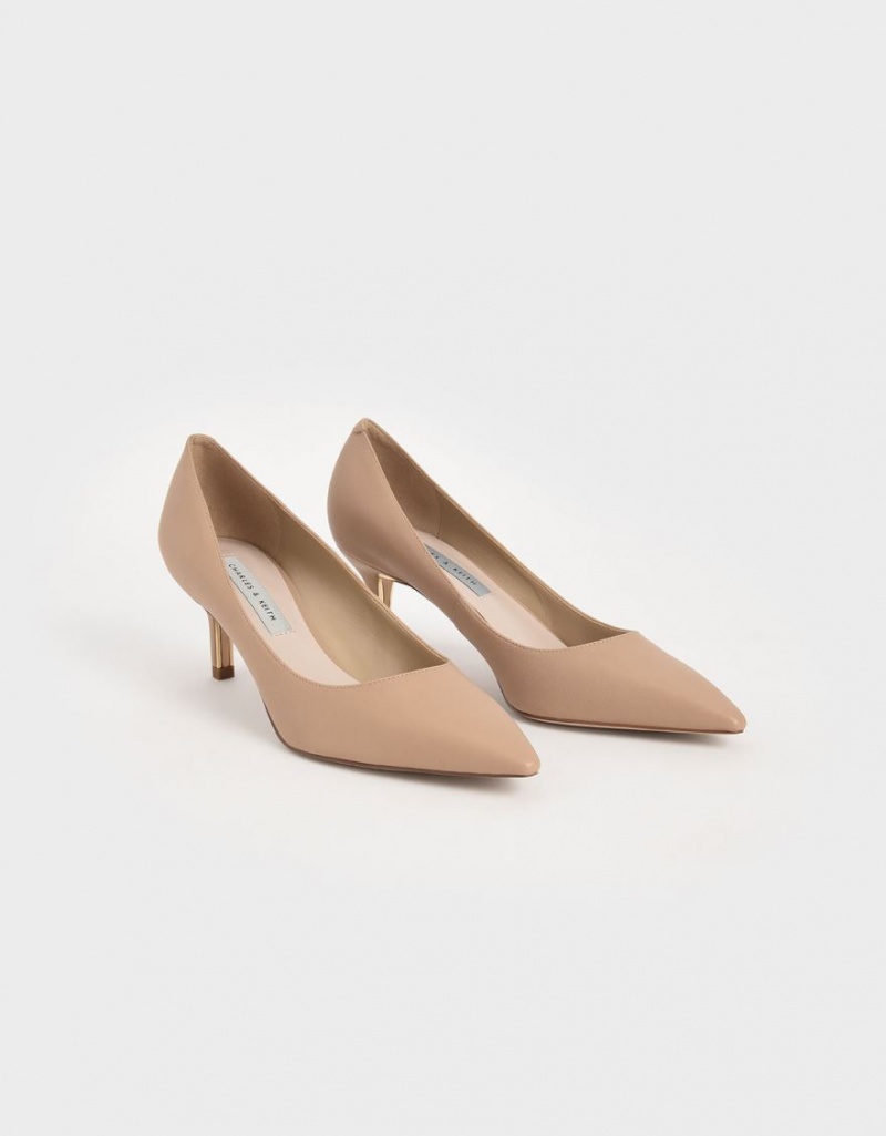 Charles & Keith Pointed Kappe Pumps Braun | 859BFJTEV