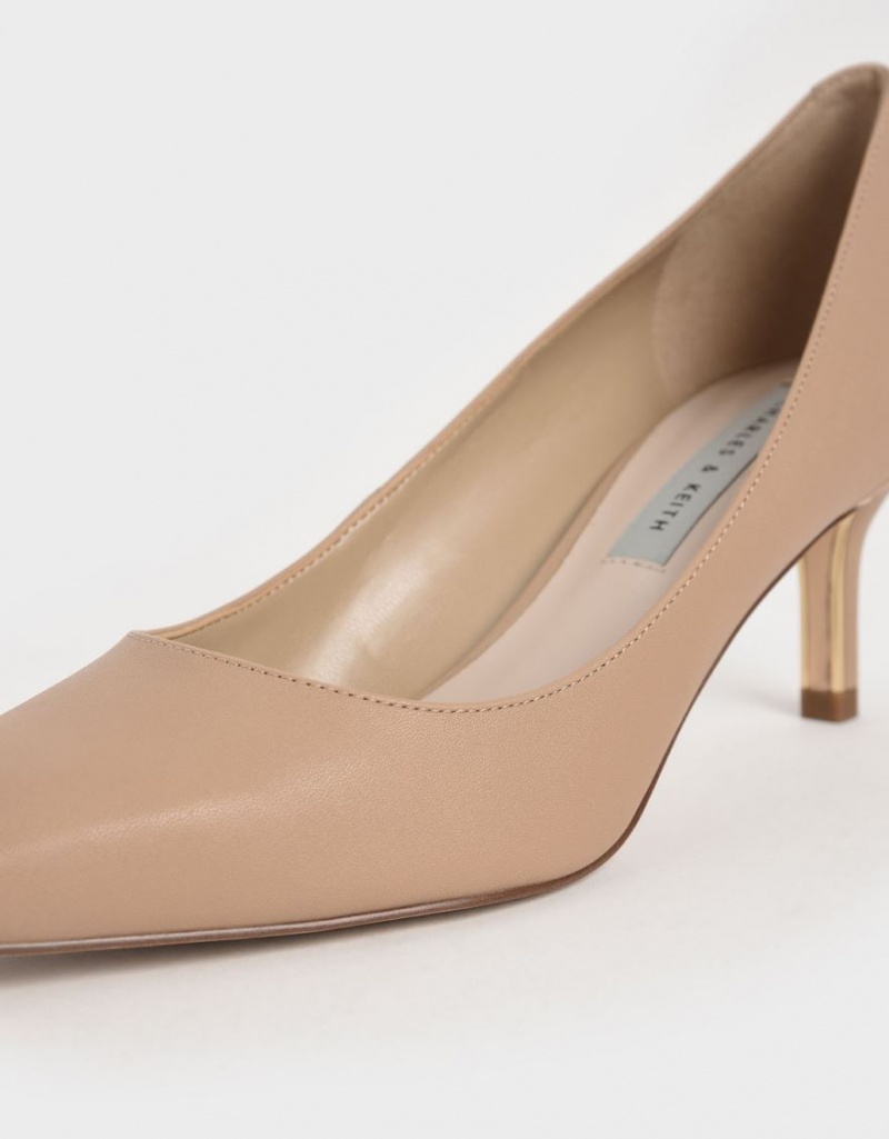 Charles & Keith Pointed Kappe Pumps Braun | 859BFJTEV