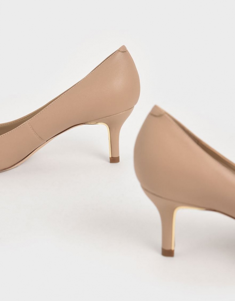 Charles & Keith Pointed Kappe Pumps Braun | 859BFJTEV