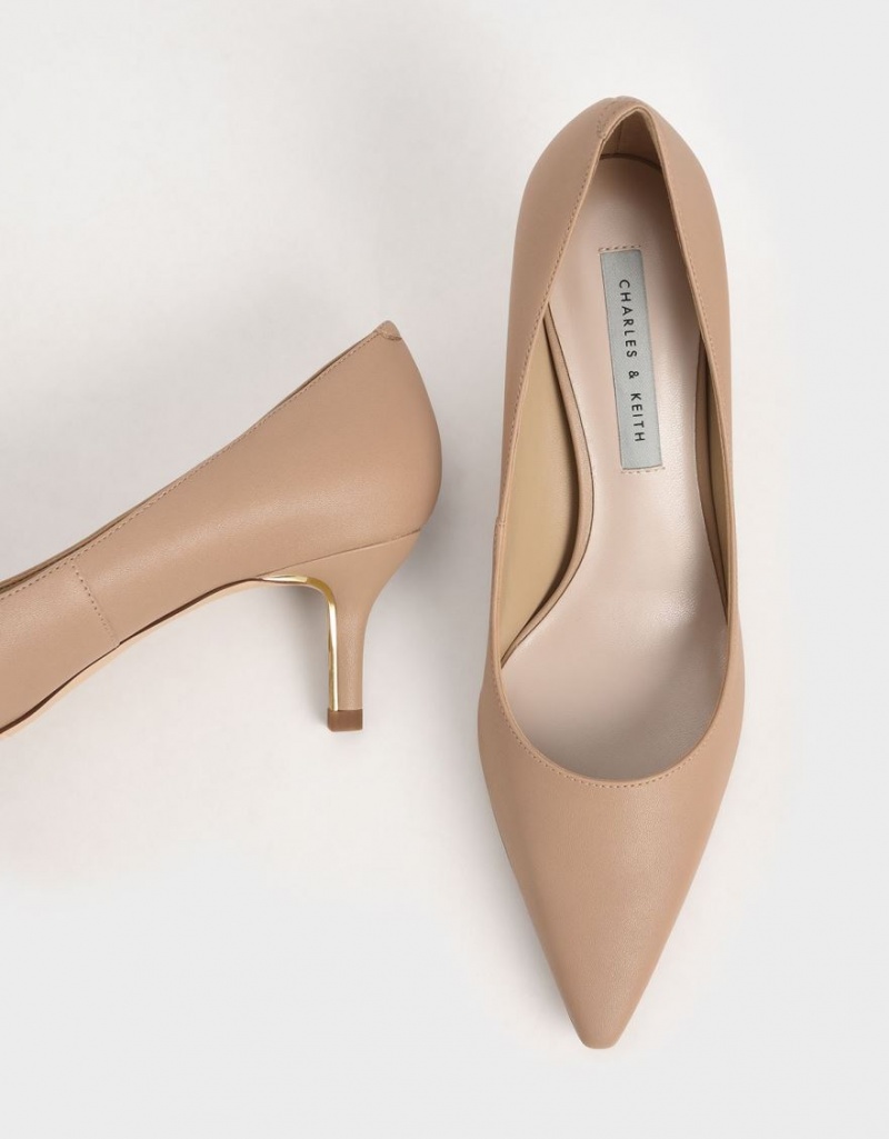 Charles & Keith Pointed Kappe Pumps Braun | 859BFJTEV