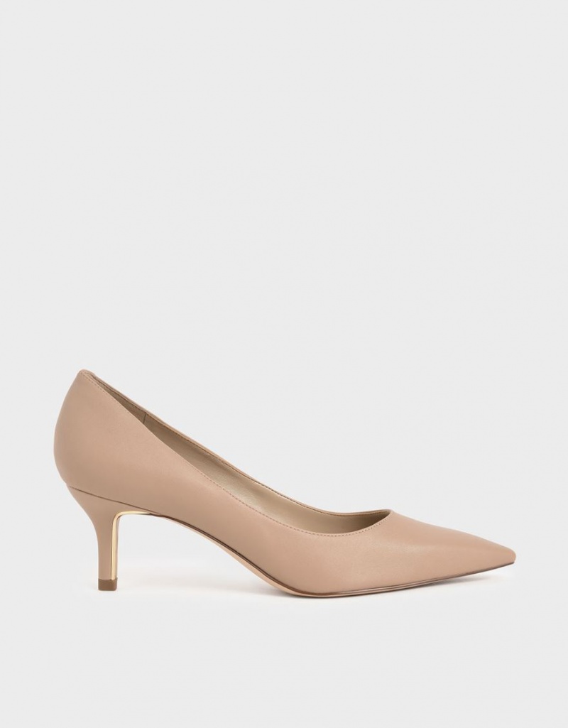 Charles & Keith Pointed Kappe Pumps Braun | 859BFJTEV