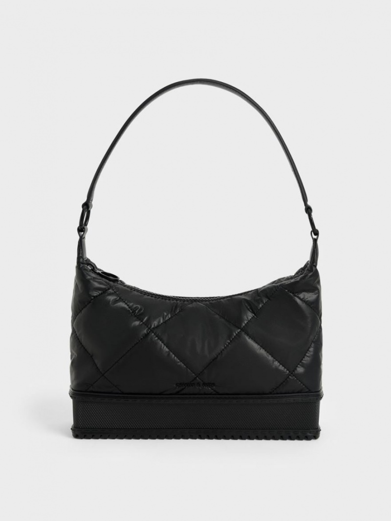 Charles & Keith Puffy Schultertaschen Schwarz | 786CQOGXP