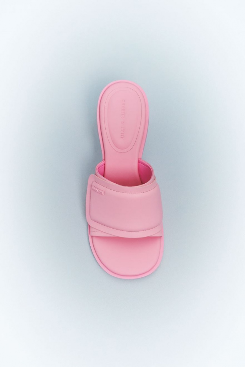 Charles & Keith Puffy Sculptural Heel Mules Rosa | 592CODNGV