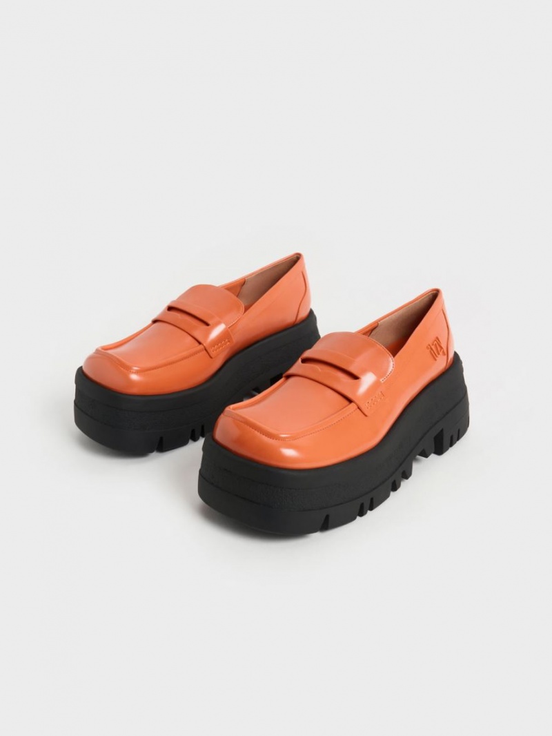 Charles & Keith Rainier Chunky Plattform Penny Halbschuhe Orange | 083SGPWCI