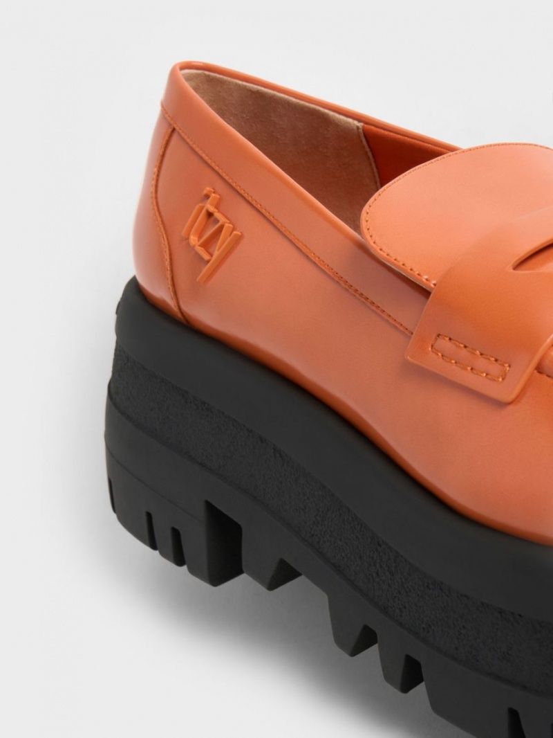 Charles & Keith Rainier Chunky Plattform Penny Halbschuhe Orange | 083SGPWCI