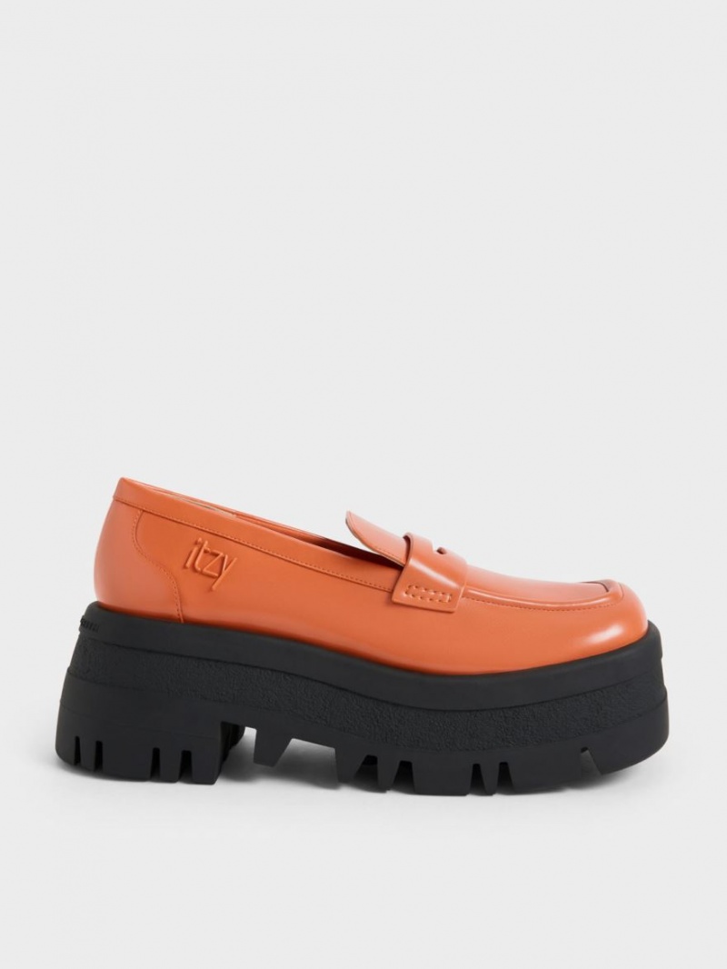 Charles & Keith Rainier Chunky Plattform Penny Halbschuhe Orange | 083SGPWCI