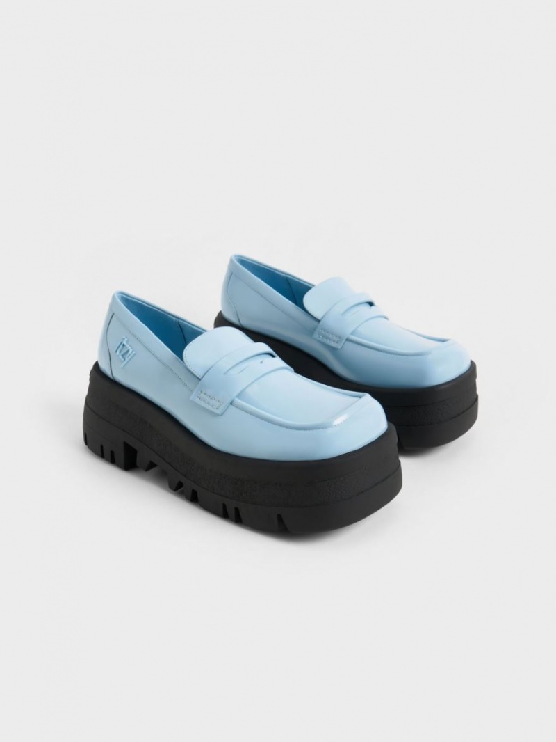 Charles & Keith Rainier Chunky Plattform Penny Halbschuhe Hellblau | 150UTNFBO