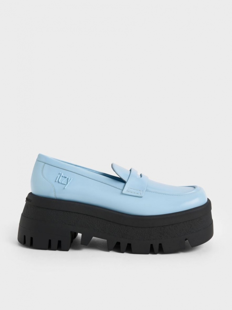 Charles & Keith Rainier Chunky Plattform Penny Halbschuhe Hellblau | 150UTNFBO