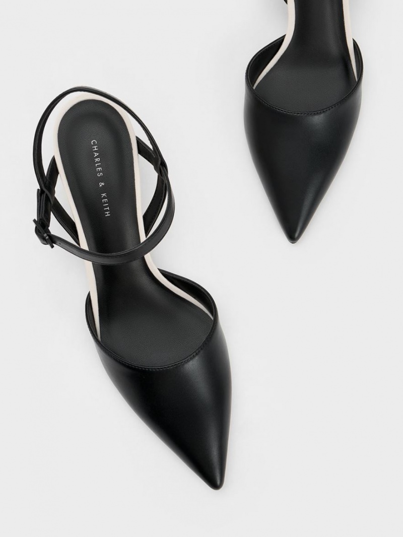 Charles & Keith Rattan Block Heel Pumps Schwarz | 867PNFZTS