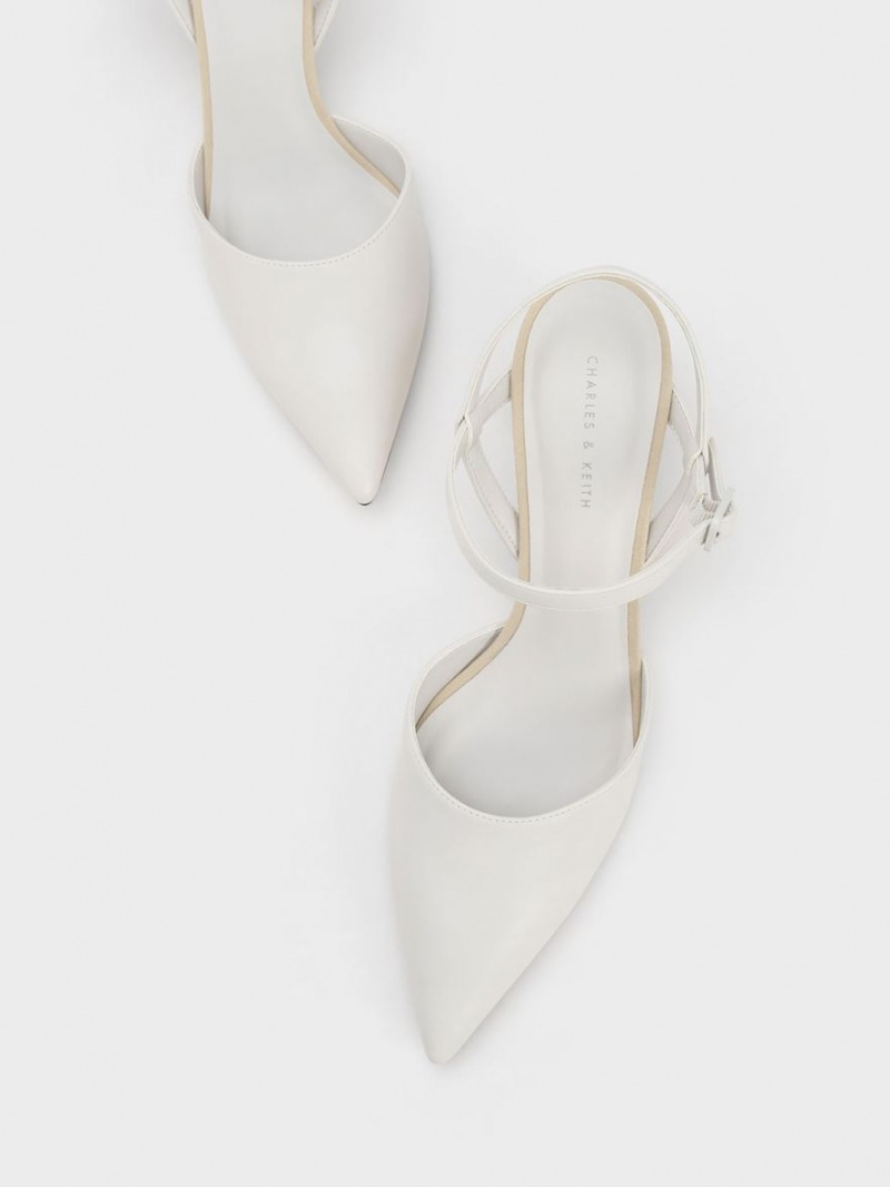 Charles & Keith Rattan Block Heel Pumps Weiß | 836SCBZMY