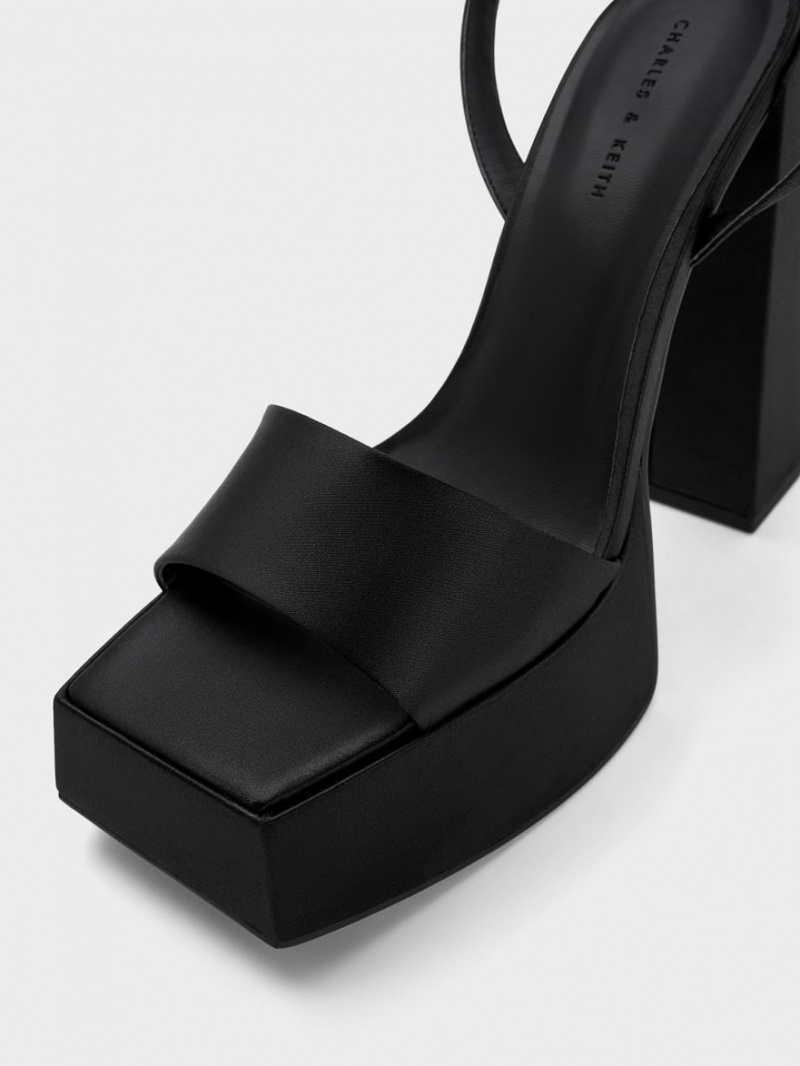 Charles & Keith Recycled Polyester Ankle-Riemen Plateausandalen Schwarz | 905QZWCIF