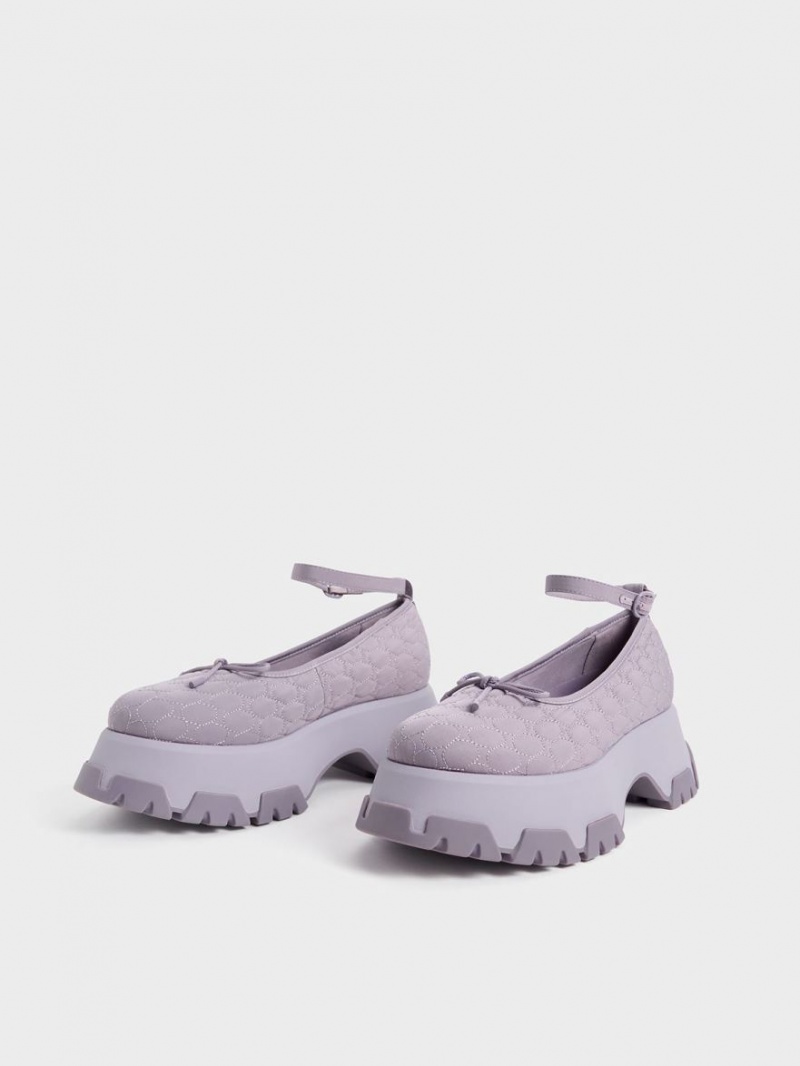 Charles & Keith Recycled Polyester Bow Ballerinas Lila | 715WSYBZI