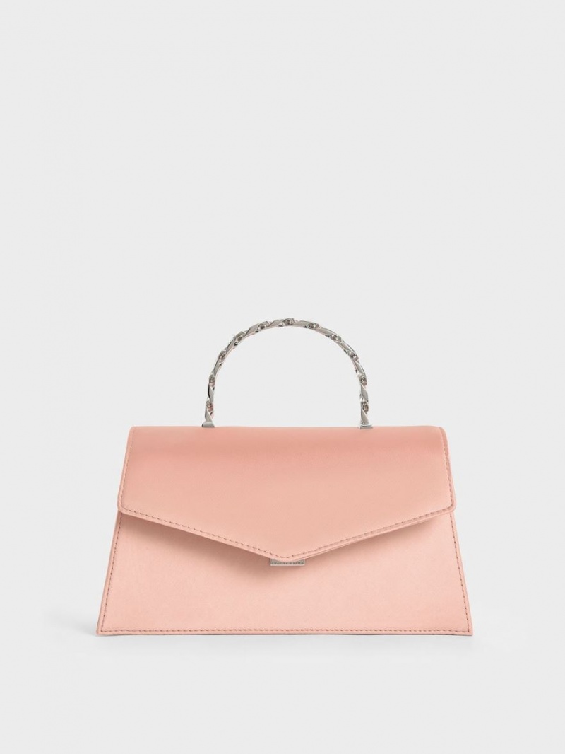 Charles & Keith Recycled Polyester Satin Envelope Schultertaschen Rosa | 945XMWJPT