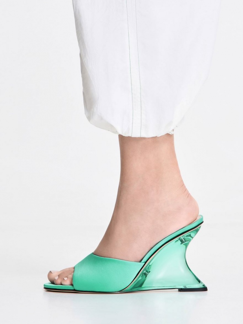 Charles & Keith Recycled Polyester Sculptural Heel Keilabsatz Türkis | 192AQOIXC