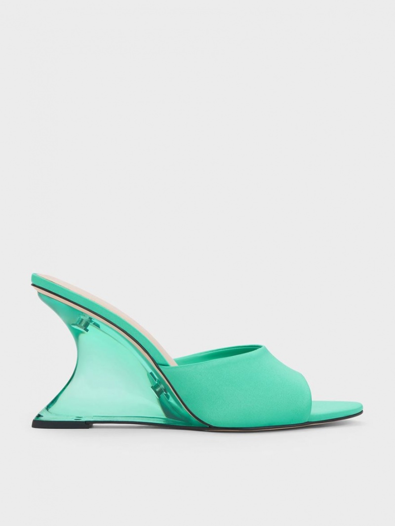 Charles & Keith Recycled Polyester Sculptural Heel Keilabsatz Türkis | 192AQOIXC