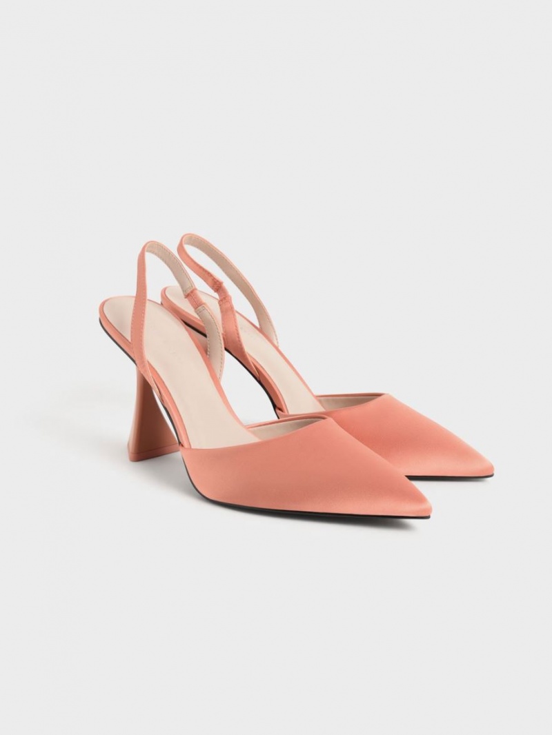 Charles & Keith Recycled Polyester Slingback Pumps Koralle | 427JTLPBU