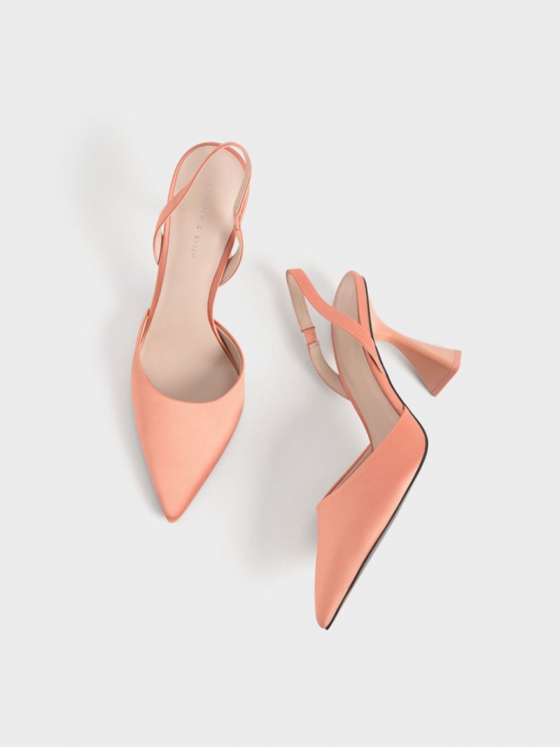 Charles & Keith Recycled Polyester Slingback Pumps Koralle | 427JTLPBU