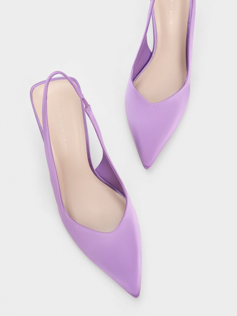 Charles & Keith Reycled Polyester Sculptural Slingback Keilabsatz Lila | 721XCDKSG