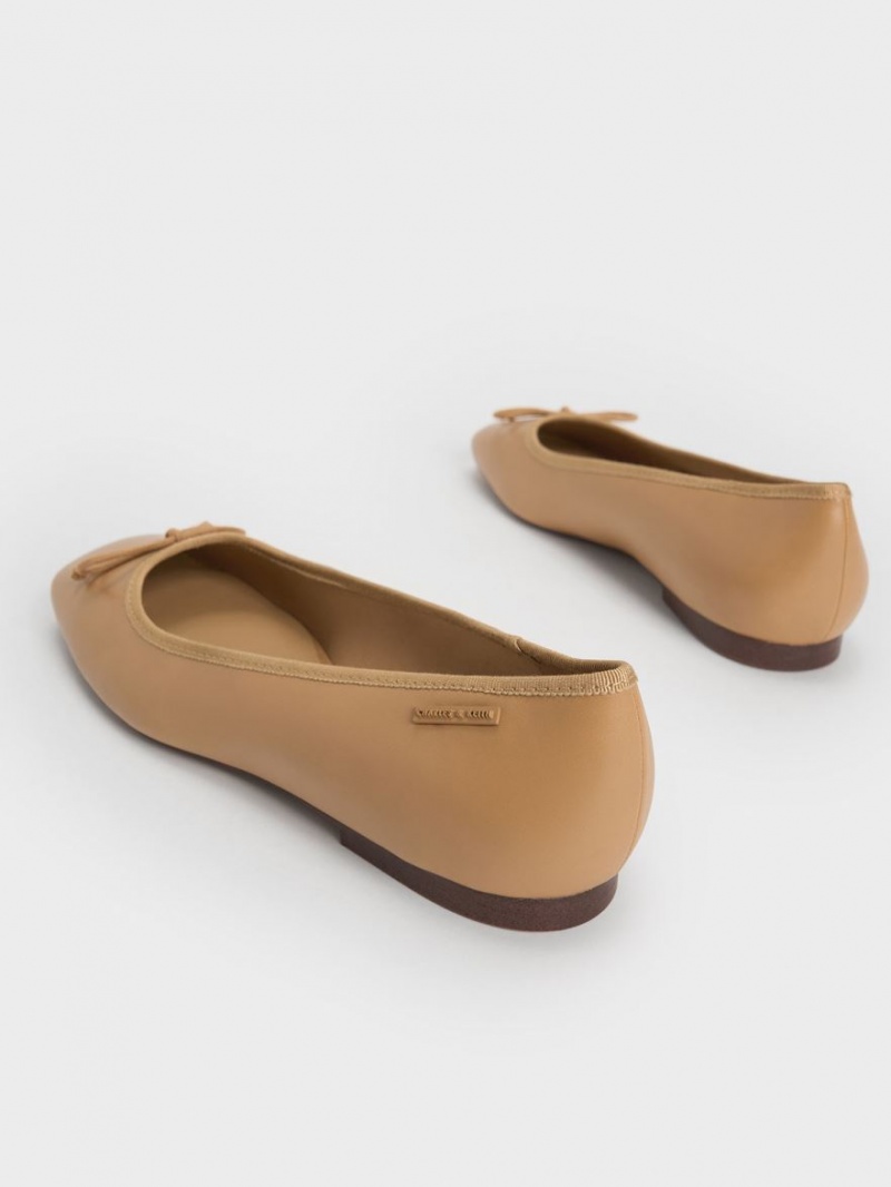 Charles & Keith Rhea Bow Ballerinas Braun | 158ATUIVP