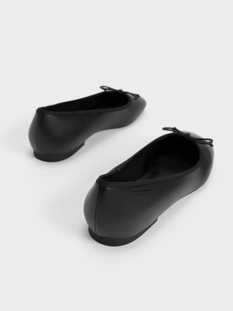 Charles & Keith Rhea Bow Ballerinas Schwarz | 932CGPHIS